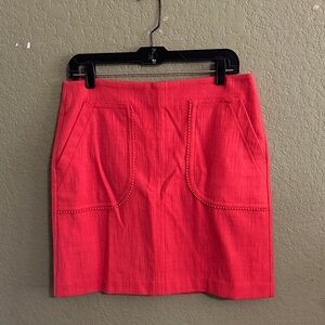 LOFT Bright Coral Mini Skirt with Front Patch Pockets